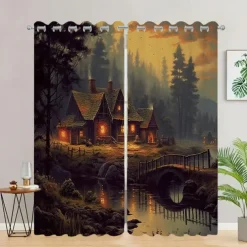 2 Panels Fantasy Room Curtain Drapes Blackout Curtain For Living Room Bedroom Kitchen Window Treatments Thermal Insulated Room Darkening