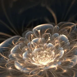 5 Panels Florals Prints Golden Rays Fractal Flower Modern Wall Art Wall Hanging Gift Home Decoration Rolled Canvas Unframed Unstretched Painting Core