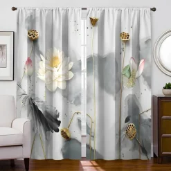2 Panels Golden Roses Curtain Drapes Blackout Curtain For Living Room Bedroom Kitchen Window Treatments Thermal Insulated Room Darkening
