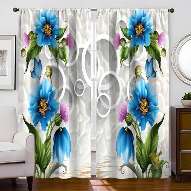 2 Panels Golden Roses Curtain Drapes Blackout Curtain For Living Room Bedroom Kitchen Window Treatments Thermal Insulated Room Darkening