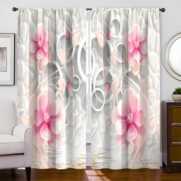 2 Panels Golden Roses Curtain Drapes Blackout Curtain For Living Room Bedroom Kitchen Window Treatments Thermal Insulated Room Darkening