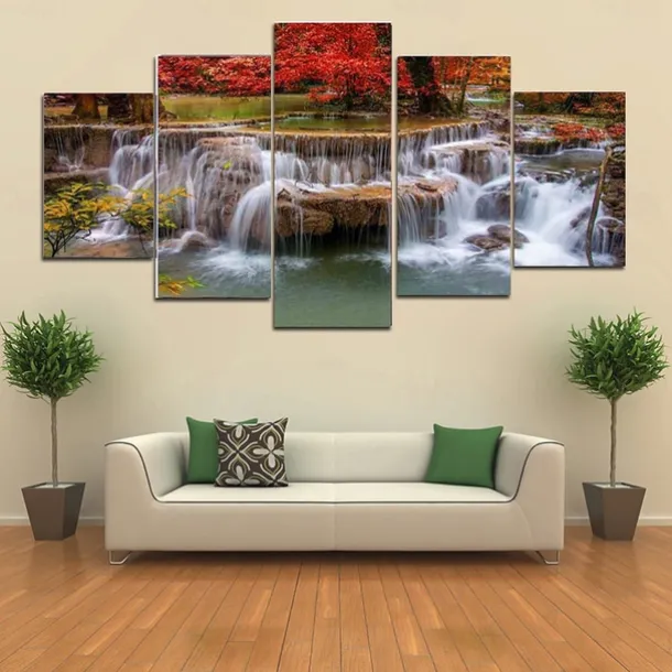 5 Panels Landscape Prints Posters/Picture Beach Blue Sea Sunset Modern Wall Art Wall Hanging Gift Home Decoration Rolled Canvas No Frame Unframed Unstretched