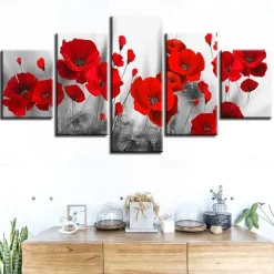 5 Panels Landscape Prints Posters/Picture Beach Blue Sea Sunset Modern Wall Art Wall Hanging Gift Home Decoration Rolled Canvas No Frame Unframed Unstretched