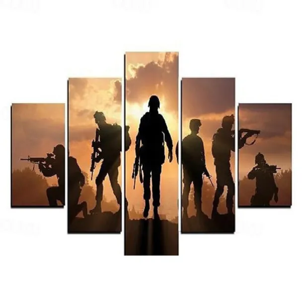 5 Panels Landscape Prints Posters/Picture Beach Blue Sea Sunset Modern Wall Art Wall Hanging Gift Home Decoration Rolled Canvas No Frame Unframed Unstretched