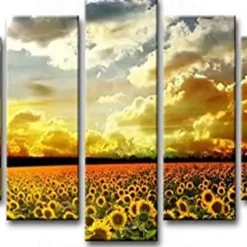 5 Panels Landscape Prints Posters/Picture Beach Blue Sea Sunset Modern Wall Art Wall Hanging Gift Home Decoration Rolled Canvas No Frame Unframed Unstretched