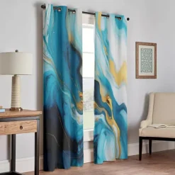 2 Panels Marble Pattern Curtain Drapes 100% Blackout Curtain For Living Room Bedroom Kitchen Window Treatments Thermal Insulated Room Darkening