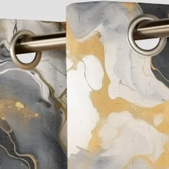 2 Panels Marble Pattern Curtain Drapes 100% Blackout Curtain For Living Room Bedroom Kitchen Window Treatments Thermal Insulated Room Darkening