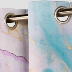 2 Panels Marble Pattern Curtain Drapes 100% Blackout Curtain For Living Room Bedroom Kitchen Window Treatments Thermal Insulated Room Darkening