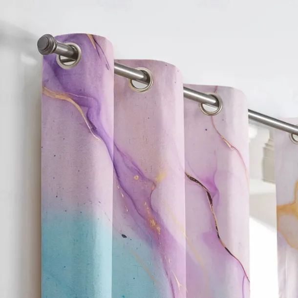 2 Panels Marble Pattern Curtain Drapes 100% Blackout Curtain For Living Room Bedroom Kitchen Window Treatments Thermal Insulated Room Darkening