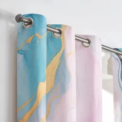 2 Panels Marble Pattern Curtain Drapes 100% Blackout Curtain For Living Room Bedroom Kitchen Window Treatments Thermal Insulated Room Darkening