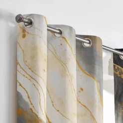 2 Panels Marble Pattern Curtain Drapes 100% Blackout Curtain For Living Room Bedroom Kitchen Window Treatments Thermal Insulated Room Darkening