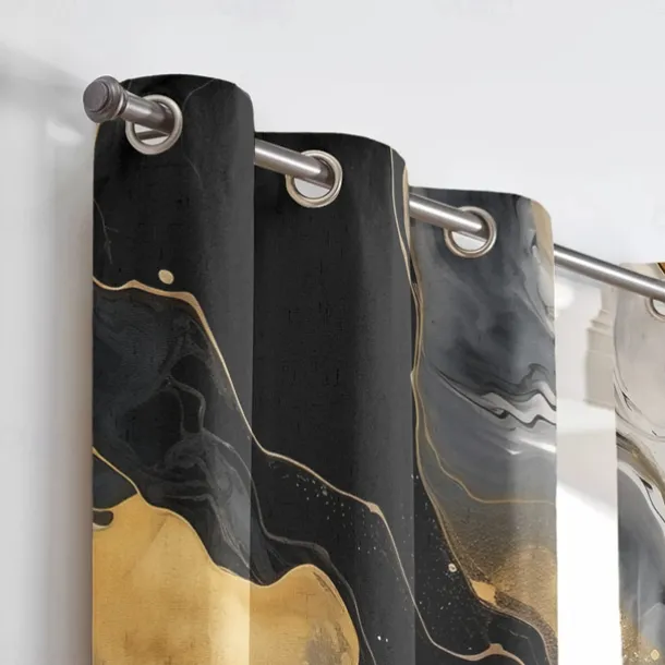 2 Panels Marble Pattern Curtain Drapes 100% Blackout Curtain For Living Room Bedroom Kitchen Window Treatments Thermal Insulated Room Darkening