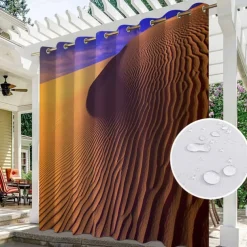 2 Panels Outdoor Curtain Privacy Waterproof, Sliding Patio Curtain Drapes, Pergola Curtains Grommet 3D Landscape For Gazebo, Balcony, Porch, Party, Hotel