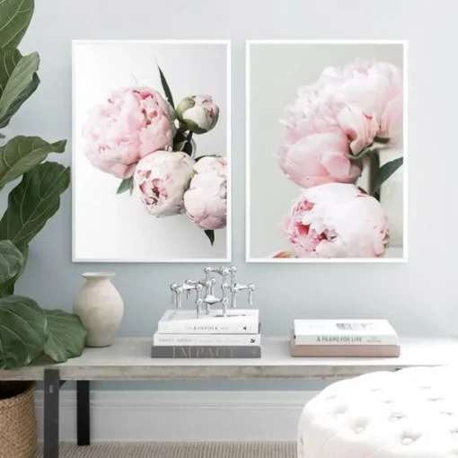 3 Panels Peony/ Pink Flower Wall Art Wall Hanging Gift Home Decoration Rolled Canvas No Frame Unframed Unstretched