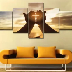 5 Panels Religious Prints Jesus Hands Resurrected Modern Wall Art Wall Hanging Gift Home Decoration Rolled Canvas Unframed Unstretched Painting Core