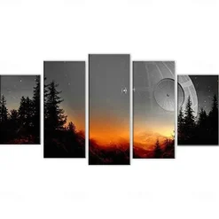 5 Panels Star Prints Star Wars Tree Death Modern Wall Art Wall Hanging Gift Home Decoration Rolled Canvas Unframed Unstretched Painting Core