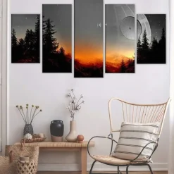 5 Panels Star Prints Star Wars Tree Death Modern Wall Art Wall Hanging Gift Home Decoration Rolled Canvas Unframed Unstretched Painting Core