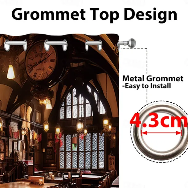 2 Panels Vintage Bar Curtain Drapes Blackout Curtain For Living Room Bedroom Kitchen Window Treatments Thermal Insulated Room Darkening