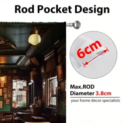 2 Panels Vintage Bar Curtain Drapes Blackout Curtain For Living Room Bedroom Kitchen Window Treatments Thermal Insulated Room Darkening