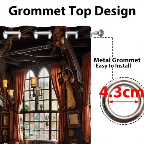 2 Panels Vintage Bar Curtain Drapes Blackout Curtain For Living Room Bedroom Kitchen Window Treatments Thermal Insulated Room Darkening