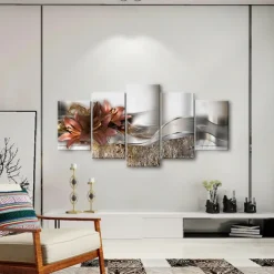 5 Panels Wall Art Canvas Flower Lily Prints Posters Painting Home Decoration Wall Hanging Gift Rolled Canvas No Frame Unframed Unstretched