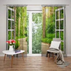 2 Panels Window View Forest Curtain Drapes Blackout Curtain For Living Room Bedroom Kitchen Window Treatments Thermal Insulated Room Darkening