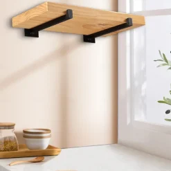 1 PC Heavy Duty Shelf Brackets, Black Shelf Brackets, Support Frame With Hook, Support Frame For Bucket Wall, 20cm Multi-purpose Industrial Shelf, Metal Square Wall