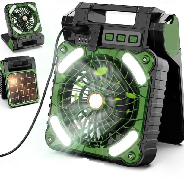 1 Pc Outdoor Solar Fan Light Portable Usb Solar Dual-Use Charging Adjustable Wind Speed For Mobile Phone Charging Camping Light Fan
