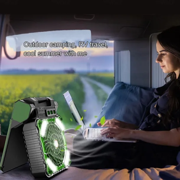 1 Pc Outdoor Solar Fan Light Portable Usb Solar Dual-Use Charging Adjustable Wind Speed For Mobile Phone Charging Camping Light Fan