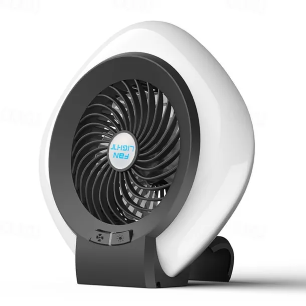 1 Pc Portable 2-In-1 Camping Fan Light That Can Be Hung Or Erected, With Two Levels Of Dimming And Two Levels Of Wind Adjustment, Suitable For Tent Camping, Travel, Office And Home Use, Type-C