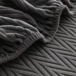 1 Pc Stretch Seat Cover Solid Simple Herringbone Lines Universal Jacquard Soft Polar Fleece Sofa Seat Cover-Easy to Clean & Durable Sofa Slipcover