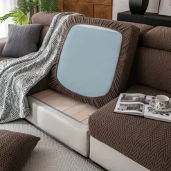 1 Pc Stretch Seat Cover Solid Simple Herringbone Lines Universal Jacquard Soft Polar Fleece Sofa Seat Cover-Easy to Clean & Durable Sofa Slipcover