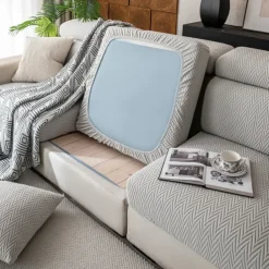 1 Pc Stretch Seat Cover Solid Simple Herringbone Lines Universal Jacquard Soft Polar Fleece Sofa Seat Cover-Easy to Clean & Durable Sofa Slipcover