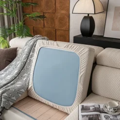 1 Pc Stretch Seat Cover Solid Simple Herringbone Lines Universal Jacquard Soft Polar Fleece Sofa Seat Cover-Easy to Clean & Durable Sofa Slipcover