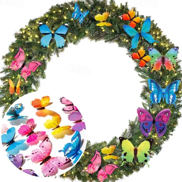 120 PCS 3D Colorful Butterfly Wall Stickers DIY Art Decor Crafts for Party Cosplay Wedding Offices Bedroom Room Glue Sticker Set (Single Wing and Double Wings Multicolor)