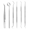 6 Pcs Dental Tools- Plaque Remover for Teeth - Professional Dental Hygiene Cleaning Kit 6-Pcs Stainless Steel Oral Care Set with Tweezer Tartar Scalar Mouth Mirror