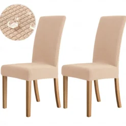 2 Pcs Dining Chair Cover Burgundy Water Repellent Stretch Chair Seat Slipcover Spandex with Elastic Bottom Protector for Dining Room Wedding Ceremony Durable Washable