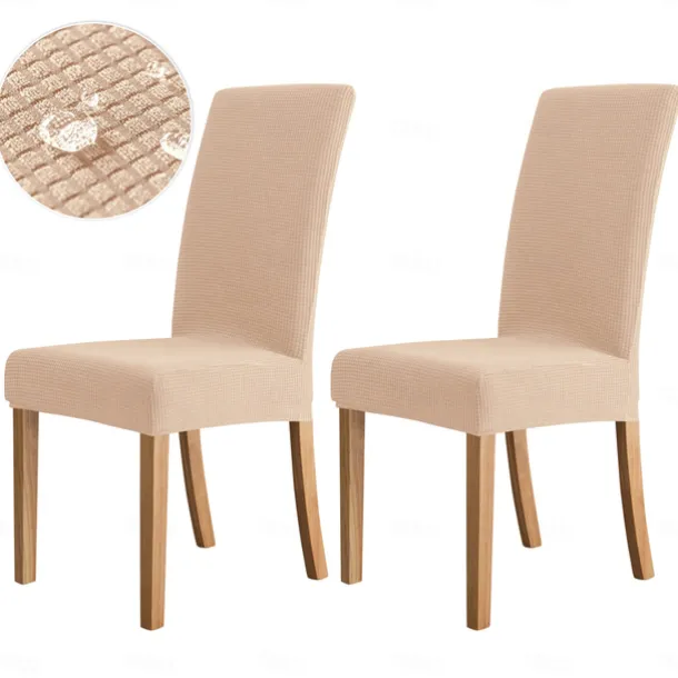 2 Pcs Dining Chair Cover Burgundy Water Repellent Stretch Chair Seat Slipcover Spandex with Elastic Bottom Protector for Dining Room Wedding Ceremony Durable Washable