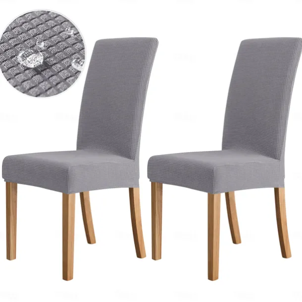 2 Pcs Dining Chair Cover Burgundy Water Repellent Stretch Chair Seat Slipcover Spandex with Elastic Bottom Protector for Dining Room Wedding Ceremony Durable Washable