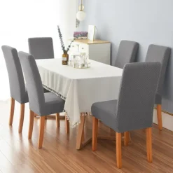 6 Pcs Dining Chair Cover Burgundy Stretch Chair Seat Slipcover Spandex with Elastic Bottom Protector for Dining Room Wedding Ceremony Durable Washable