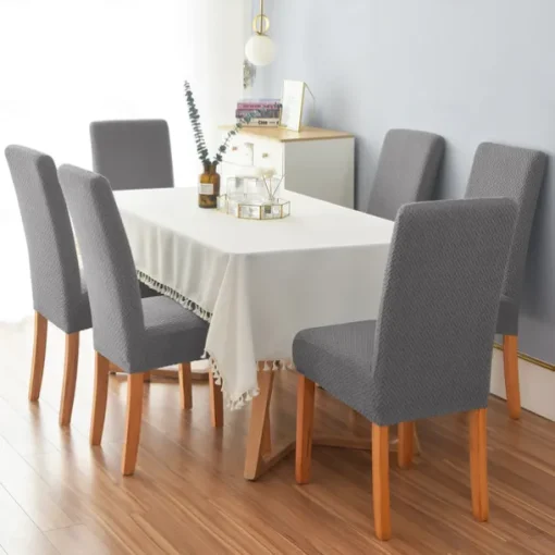6 Pcs Dining Chair Cover Burgundy Stretch Chair Seat Slipcover Spandex with Elastic Bottom Protector for Dining Room Wedding Ceremony Durable Washable