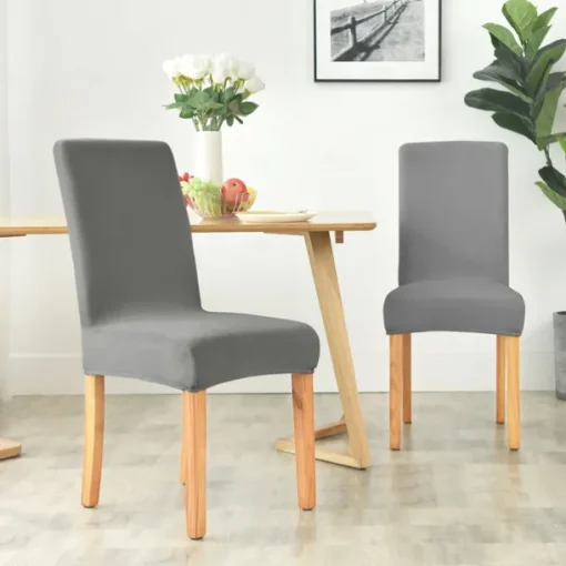2 Pcs Dining Chair Cover Burgundy Velvet Stretch Chair Seat Slipcover Spandex with Elastic Bottom Protector for Dining Room Wedding Ceremony Durable Washable