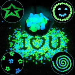500 Pcs Glow in the Dark Garden Pebbles For Sidewalk Garden Terrace Lawn Garden Patio Fish Tank Aquarium Decoration Glow Stone