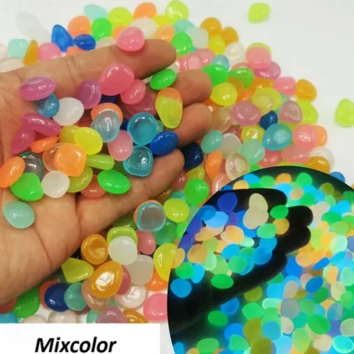 500 Pcs Glow in the Dark Garden Pebbles For Sidewalk Garden Terrace Lawn Garden Patio Fish Tank Aquarium Decoration Glow Stone