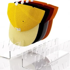 2 Pcs Hat Stand for Baseball Caps, No Install Acrylic Hat Organizer for 14 Baseball Caps, Hat Racks for Baseball Caps Display and Organizer for Bedroom, Closet, Dresser, Office