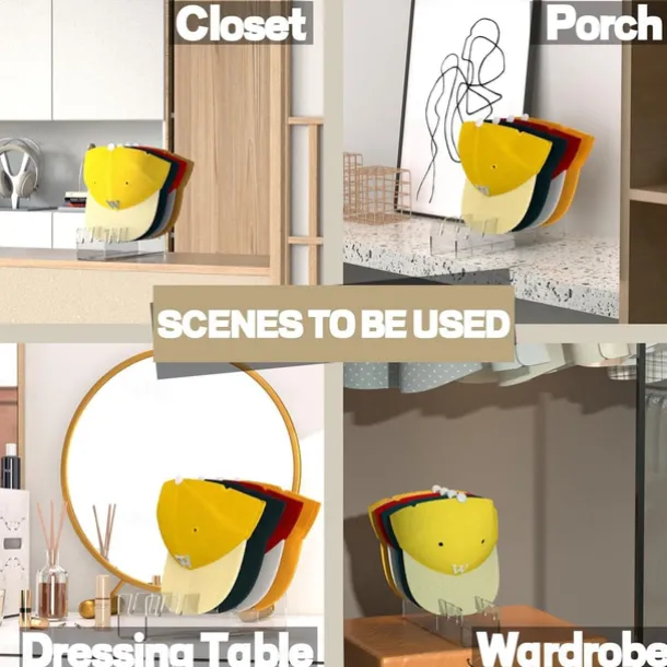 2 Pcs Hat Stand for Baseball Caps, No Install Acrylic Hat Organizer for 14 Baseball Caps, Hat Racks for Baseball Caps Display and Organizer for Bedroom, Closet, Dresser, Office