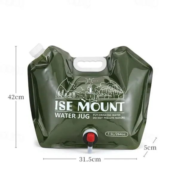 1 pcs 7.5L Foldable Water Storage Bag Large Capacity Plastic Bucket with Valve Camping Supplies Portable Handheld Water Bag