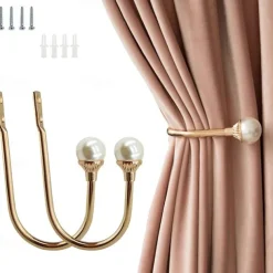 2 Pcs Metal Curtain Holdback Curtain Tie Backs Drapery Tiebacks Accessories Window Treatments Buckles Wall Hooks for Home Hotel Window Decor