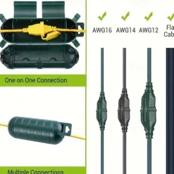 1 Pcs Of Outdoor Extension Cable Cover - Black/green Weather Resistant Plug Connector with External Safety Seal