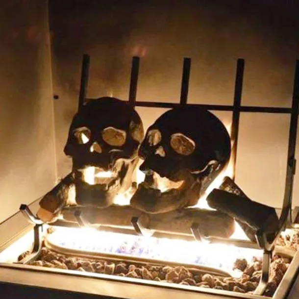 1 Pcs Realistic Skull Ornament Halloween Portable Fireproof Ceramic-Clay Skull Sculpture For Fireplace Terror Ceramic Ornaments Halloween Skeleton Decoration